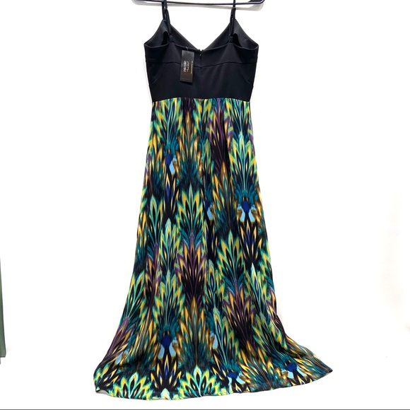 Nicole Miller Maxi Dress Black Multi Size 4 - Picture 2 of 2